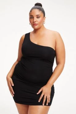 GOOD AMERICAN GOOD TOUCH RUCHED MINI DRESS | BLACK001 Dresses