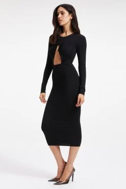 Deals 😍 GOOD AMERICAN Dresses GOOD TOUCH CUT OUT MIDI Dress | BLACK001 ✨ 13 GOOD AMERICAN Dresses GOOD TOUCH CUT OUT MIDI DRESS | BLACK001