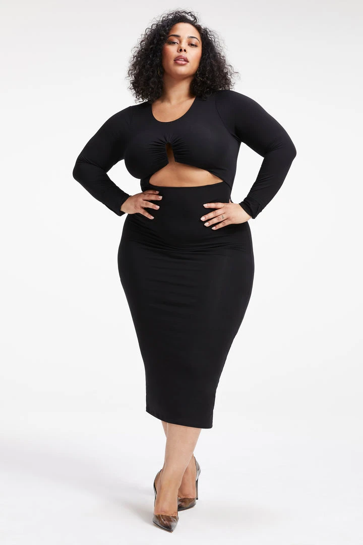 Deals 😍 GOOD AMERICAN Dresses GOOD TOUCH CUT OUT MIDI Dress | BLACK001 ✨ 5 GOOD AMERICAN Dresses GOOD TOUCH CUT OUT MIDI DRESS | BLACK001
