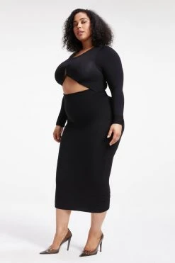 Deals 😍 GOOD AMERICAN Dresses GOOD TOUCH CUT OUT MIDI Dress | BLACK001 ✨ 17 GOOD AMERICAN Dresses GOOD TOUCH CUT OUT MIDI DRESS | BLACK001