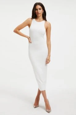 GOOD AMERICAN GOOD TOUCH '90S PLUNGE BACK DRESS | IVORY001 Good '90s