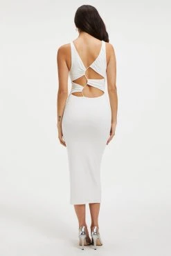 GOOD AMERICAN GOOD TOUCH '90S PLUNGE BACK DRESS | IVORY001 Good '90s