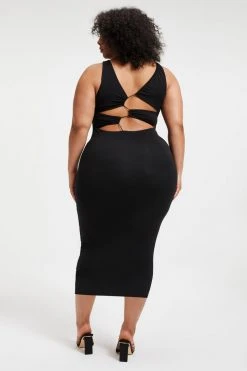 GOOD AMERICAN Good '90s GOOD TOUCH '90S PLUNGE BACK DRESS | BLACK001