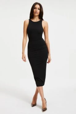 GOOD AMERICAN Good '90s GOOD TOUCH '90S PLUNGE BACK DRESS | BLACK001