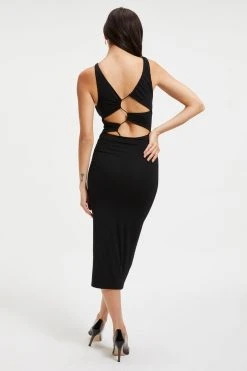 GOOD AMERICAN Good '90s GOOD TOUCH '90S PLUNGE BACK DRESS | BLACK001