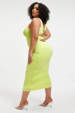 Outlet โค๏ธ GOOD AMERICAN GOOD TOUCH '90S PLUNGE BACK ๐ DRESS | KEY LIME001 Good '90s ๐ 12 GOOD AMERICAN GOOD TOUCH '90S PLUNGE BACK DRESS | KEY LIME001 Good '90s