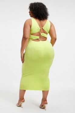 Outlet โค๏ธ GOOD AMERICAN GOOD TOUCH '90S PLUNGE BACK ๐ DRESS | KEY LIME001 Good '90s ๐ 13 GOOD AMERICAN GOOD TOUCH '90S PLUNGE BACK DRESS | KEY LIME001 Good '90s