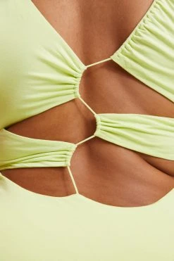 GOOD AMERICAN GOOD TOUCH '90S PLUNGE BACK DRESS | KEY LIME001 Good '90s