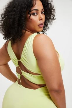 Outlet โค๏ธ GOOD AMERICAN GOOD TOUCH '90S PLUNGE BACK ๐ DRESS | KEY LIME001 Good '90s ๐ 14 GOOD AMERICAN GOOD TOUCH '90S PLUNGE BACK DRESS | KEY LIME001 Good '90s