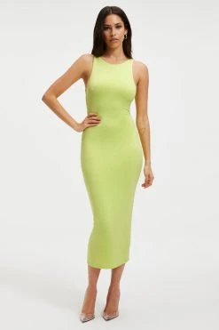 Outlet โค๏ธ GOOD AMERICAN GOOD TOUCH '90S PLUNGE BACK ๐ DRESS | KEY LIME001 Good '90s ๐ 15 GOOD AMERICAN GOOD TOUCH '90S PLUNGE BACK DRESS | KEY LIME001 Good '90s