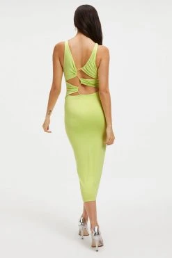 Outlet โค๏ธ GOOD AMERICAN GOOD TOUCH '90S PLUNGE BACK ๐ DRESS | KEY LIME001 Good '90s ๐ 18 GOOD AMERICAN GOOD TOUCH '90S PLUNGE BACK DRESS | KEY LIME001 Good '90s