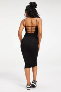 GOOD AMERICAN GOOD TOUCH '90s LACE BACK DRESS | BLACK001 Good '90s