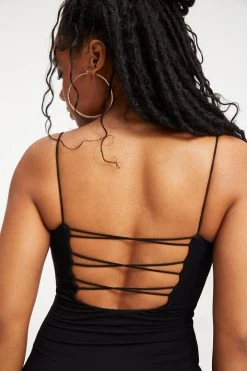 GOOD AMERICAN GOOD TOUCH '90s LACE BACK DRESS | BLACK001 Good '90s