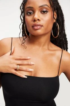 GOOD AMERICAN GOOD TOUCH '90s LACE BACK DRESS | BLACK001 Good '90s