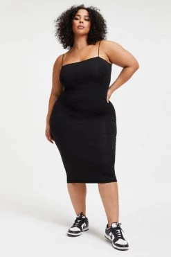 GOOD AMERICAN GOOD TOUCH '90s LACE BACK DRESS | BLACK001 Good '90s