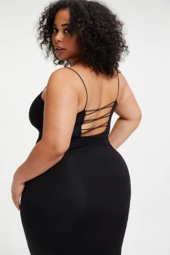 GOOD AMERICAN GOOD TOUCH '90s LACE BACK DRESS | BLACK001 Good '90s