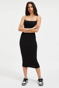 GOOD AMERICAN GOOD TOUCH '90s LACE BACK DRESS | BLACK001 Good '90s