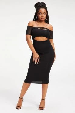 GOOD AMERICAN Dresses OFF SHOULDER CUT DRESS | BLACK001