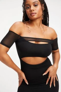 GOOD AMERICAN Dresses OFF SHOULDER CUT DRESS | BLACK001