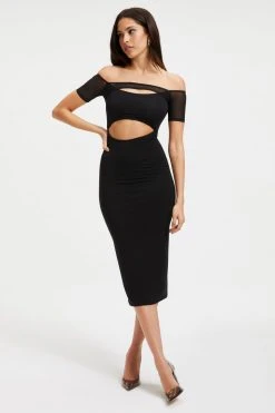 GOOD AMERICAN Dresses OFF SHOULDER CUT DRESS | BLACK001