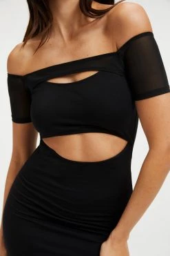 GOOD AMERICAN Dresses OFF SHOULDER CUT DRESS | BLACK001