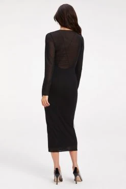 Hot Sale 😀 GOOD AMERICAN '90S EXTREME SHEER PLUNGE 🎁 DRESS | BLACK001 Good '90s ⌛ 12 GOOD AMERICAN '90S EXTREME SHEER PLUNGE DRESS | BLACK001 Good '90s