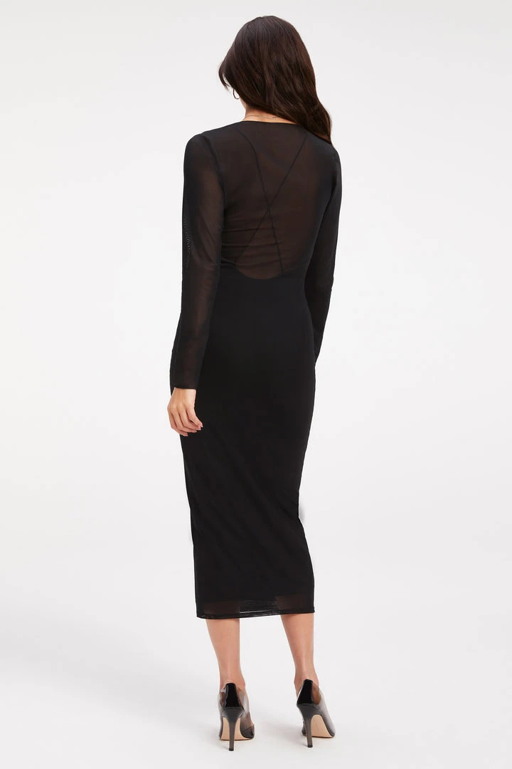 Hot Sale 😀 GOOD AMERICAN '90S EXTREME SHEER PLUNGE 🎁 DRESS | BLACK001 Good '90s ⌛ 3 GOOD AMERICAN '90S EXTREME SHEER PLUNGE DRESS | BLACK001 Good '90s