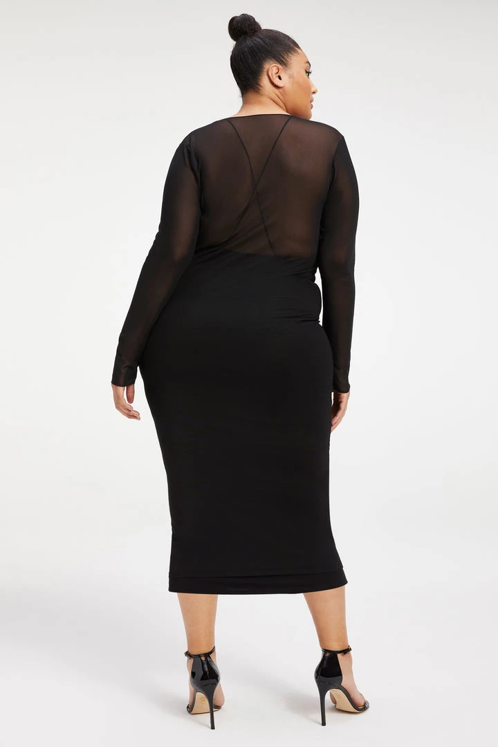 Hot Sale 😀 GOOD AMERICAN '90S EXTREME SHEER PLUNGE 🎁 DRESS | BLACK001 Good '90s ⌛ 7 GOOD AMERICAN '90S EXTREME SHEER PLUNGE DRESS | BLACK001 Good '90s