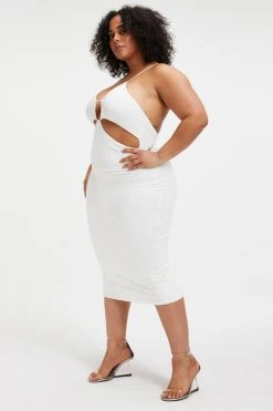GOOD AMERICAN Dresses GOOD TOUCH CUT BRA DRESS | IVORY001