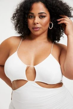 GOOD AMERICAN Dresses GOOD TOUCH CUT BRA DRESS | IVORY001
