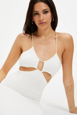 GOOD AMERICAN Dresses GOOD TOUCH CUT BRA DRESS | IVORY001