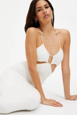 GOOD AMERICAN Dresses GOOD TOUCH CUT BRA DRESS | IVORY001