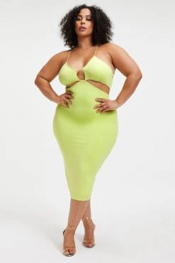 GOOD AMERICAN GOOD TOUCH CUT BRA DRESS | KEY LIME001