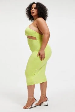 GOOD AMERICAN GOOD TOUCH CUT BRA DRESS | KEY LIME001
