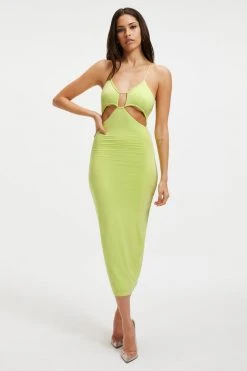 GOOD AMERICAN GOOD TOUCH CUT BRA DRESS | KEY LIME001