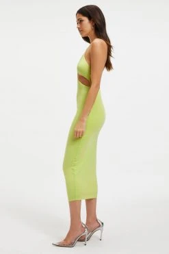 GOOD AMERICAN GOOD TOUCH CUT BRA DRESS | KEY LIME001