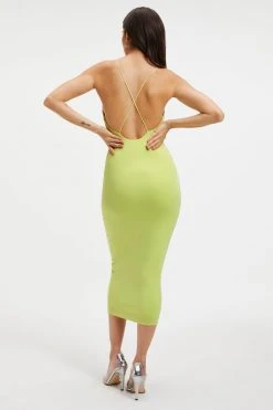 GOOD AMERICAN GOOD TOUCH CUT BRA DRESS | KEY LIME001