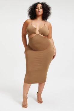 GOOD AMERICAN GOOD TOUCH CUT BRA DRESS | PECAN001 Dresses
