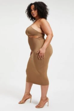 GOOD AMERICAN GOOD TOUCH CUT BRA DRESS | PECAN001 Dresses