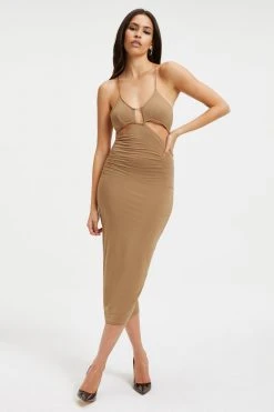 GOOD AMERICAN GOOD TOUCH CUT BRA DRESS | PECAN001 Dresses