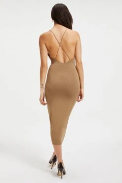 GOOD AMERICAN GOOD TOUCH CUT BRA DRESS | PECAN001 Dresses