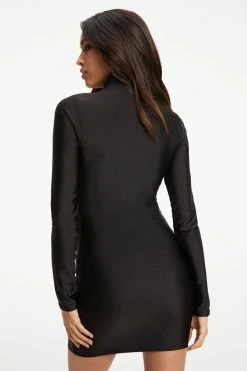 GOOD AMERICAN Terry Essentials COMPRESSION RUCHED MINI DRESS | BLACK001