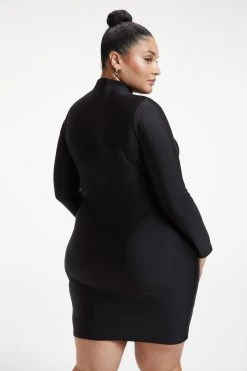 GOOD AMERICAN Terry Essentials COMPRESSION RUCHED MINI DRESS | BLACK001