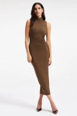 GOOD AMERICAN GOOD TOUCH TURTLENECK MIDI | FOG001 Dresses