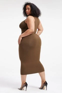 GOOD AMERICAN GOOD TOUCH TURTLENECK MIDI | FOG001 Dresses