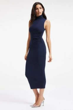 GOOD AMERICAN GOOD TOUCH TURTLENECK MIDI | NAVY001 Dresses