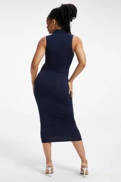 GOOD AMERICAN GOOD TOUCH TURTLENECK MIDI | NAVY001 Dresses