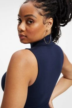 GOOD AMERICAN GOOD TOUCH TURTLENECK MIDI | NAVY001 Dresses