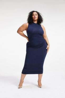 GOOD AMERICAN GOOD TOUCH TURTLENECK MIDI | NAVY001 Dresses