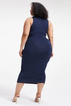 GOOD AMERICAN GOOD TOUCH TURTLENECK MIDI | NAVY001 Dresses